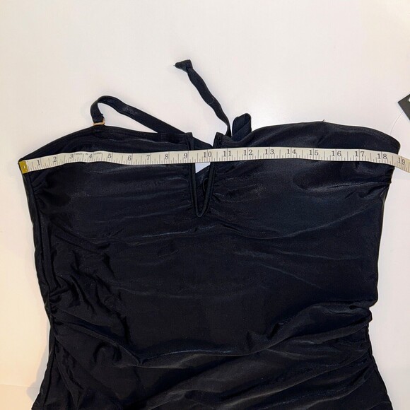 NWT Catherine Malandrino V Wire Shirred Black 1 Piece Bandeau Swimsuit Plus S 2X - Picture 9 of 14